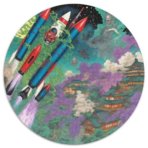 Rocket 1000 Stück Puzzle Für Erwachsene Und Kinder Raumfahrzeug Rundes Puzzle Spiele Wand Dekoration Geschenk (67.5x67.5cm)​ von XDDBYUIZP