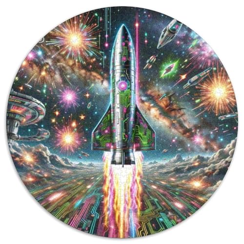 Rocket 1000 Stück Puzzle Für Erwachsene Und Kinder Raumfahrzeug Rundes Puzzle Spiele Wand Dekoration Geschenk (67.5x67.5cm)​ von XDDBYUIZP