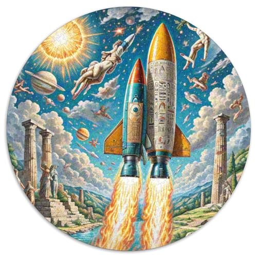 Rocket 1000 Stück Puzzle Stressabbau-Spielzeug Für Erwachsene Kinder Raumfahrzeug Rundes Puzzle Spiele Wand Dekoration Geschenk (67.5x67.5cm)​ von XDDBYUIZP