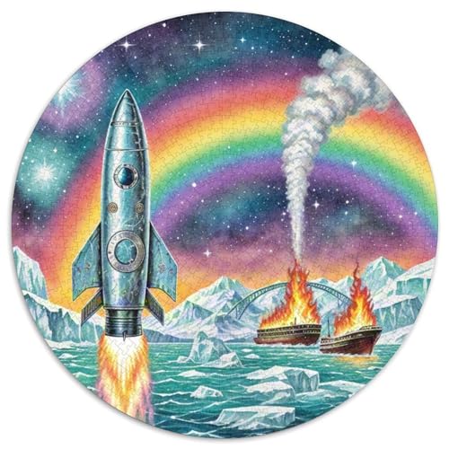 Rocket 1000 Stück Puzzle Stressabbau Spielzeug Für Familien Raumfahrzeug Rundes Puzzle Spiele Wand Dekoration Geschenk (67.5x67.5cm)​ von XDDBYUIZP