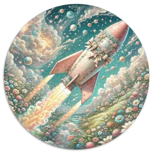 Rocket 1000 Stück Puzzle Stressabbau Spielzeug Für Familien Raumfahrzeug Rundes Puzzle Spiele Wand Dekoration Geschenk (67.5x67.5cm)​ von XDDBYUIZP