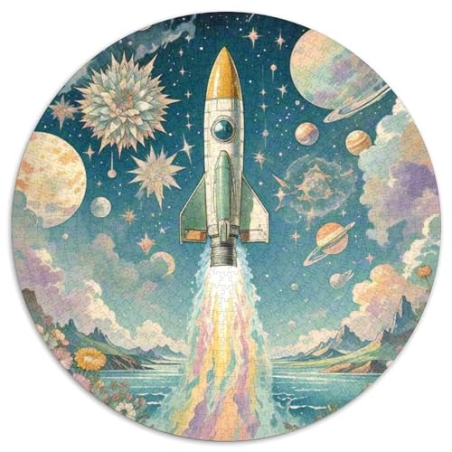 Rocket 1000 Stück Puzzle Stressabbau Spielzeug Für Familien Raumfahrzeug Rundes Puzzle Spiele Wand Dekoration Geschenk (67.5x67.5cm)​ von XDDBYUIZP