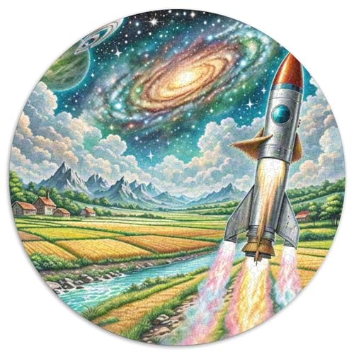 Rocket 1000 Stück Puzzle Stressabbau Spielzeug Für Familien Raumfahrzeug Rundes Puzzle Spiele Wand Dekoration Geschenk (67.5x67.5cm)​ von XDDBYUIZP