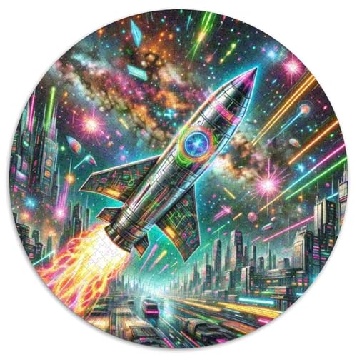 Rocket 1000 Stück Puzzle Stressabbau Spielzeug Für Familien Raumfahrzeug Rundes Puzzle Spiele Wand Dekoration Geschenk (67.5x67.5cm)​ von XDDBYUIZP