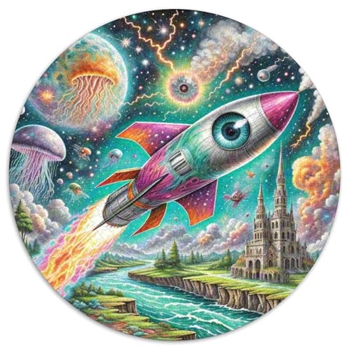 Rocket 1000 Stück Puzzle Stressabbau Spielzeug Für Familien Raumfahrzeug Rundes Puzzle Spiele Wand Dekoration Geschenk (67.5x67.5cm)​ von XDDBYUIZP