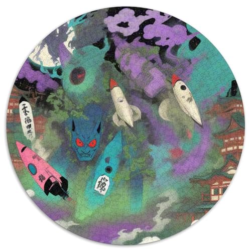 Rocket 1000 Stück Puzzle Stressabbau Spielzeug Für Familien Raumfahrzeug Rundes Puzzle Spiele Wand Dekoration Geschenk (67.5x67.5cm)​ von XDDBYUIZP