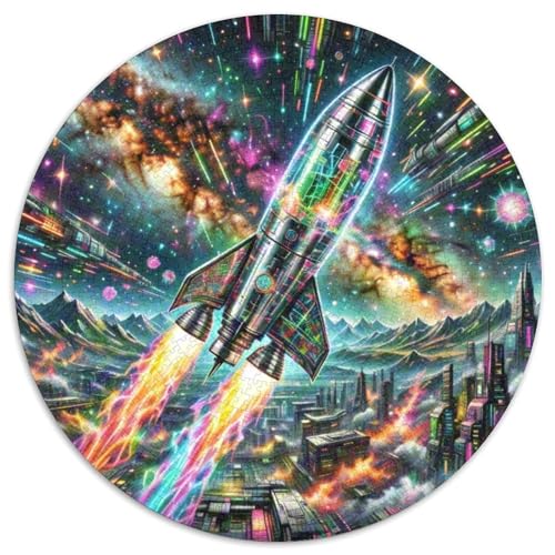 Rocket 1000 Stück Puzzle Stressabbau Spielzeug Für Familien Raumfahrzeug Rundes Puzzle Spiele Wand Dekoration Geschenk (67.5x67.5cm)​ von XDDBYUIZP