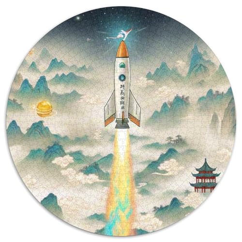 Rocket 1000 Stück Puzzle Stressabbau Spielzeug Für Familien Raumfahrzeug Rundes Puzzle Spiele Wand Dekoration Geschenk (67.5x67.5cm)​ von XDDBYUIZP