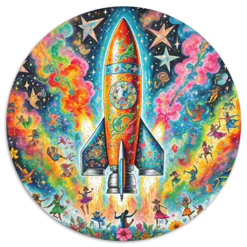 Rocket 1000 Stück Puzzle Stressabbau Spielzeug Für Familien Raumfahrzeug Rundes Puzzle Spiele Wand Dekoration Geschenk (67.5x67.5cm)​ von XDDBYUIZP
