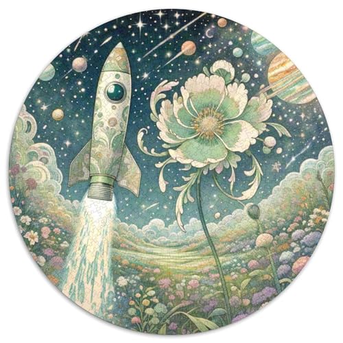Rocket 1000 Stück Puzzle Stressabbau Spielzeug Für Familien Raumfahrzeug Rundes Puzzle Spiele Wand Dekoration Geschenk (67.5x67.5cm)​ von XDDBYUIZP