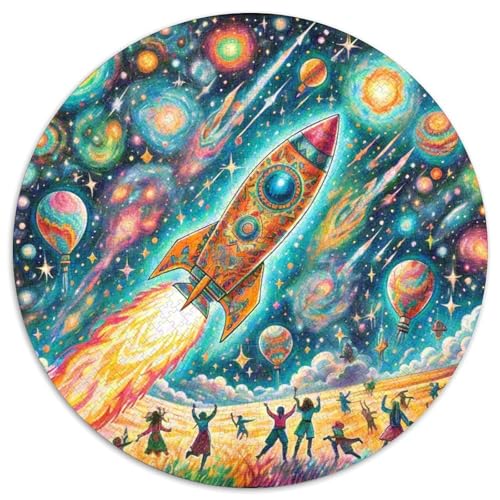 Rocket 1000 Stück Puzzle Stressabbau Spielzeug Für Familien Raumfahrzeug Rundes Puzzle Spiele Wand Dekoration Geschenk (67.5x67.5cm)​ von XDDBYUIZP