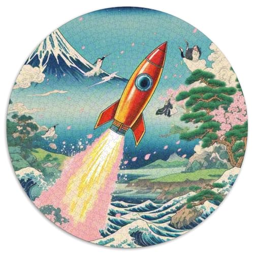Rocket 1000 Stück Puzzle Stressabbau Spielzeug Für Familien Raumfahrzeug Rundes Puzzle Spiele Wand Dekoration Geschenk (67.5x67.5cm)​ von XDDBYUIZP
