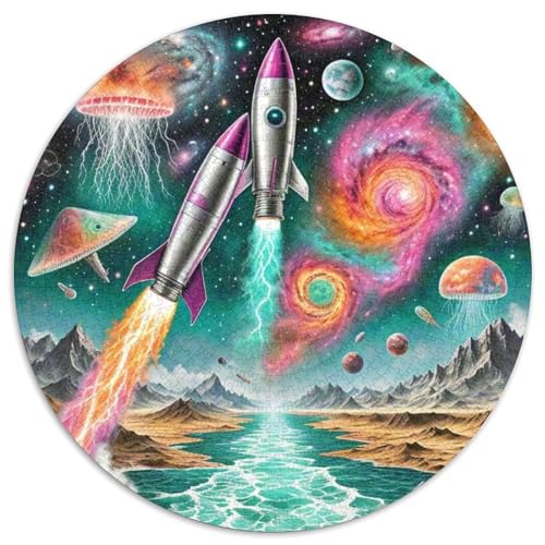 Rocket 1000 Stück Puzzle Stressabbau Spielzeug Für Familien Raumfahrzeug Rundes Puzzle Spiele Wand Dekoration Geschenk (67.5x67.5cm)​ von XDDBYUIZP