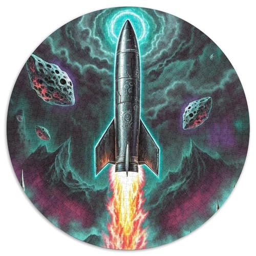 Rocket 1000 Stück Puzzle Stressabbau Spielzeug Für Familien Raumfahrzeug Rundes Puzzle Spiele Wand Dekoration Geschenk (67.5x67.5cm)​ von XDDBYUIZP
