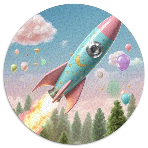 Rocket 1000 Stück Puzzle Stressabbau Spielzeug Für Familien Raumfahrzeug Rundes Puzzle Spiele Wand Dekoration Geschenk (67.5x67.5cm)​ von XDDBYUIZP