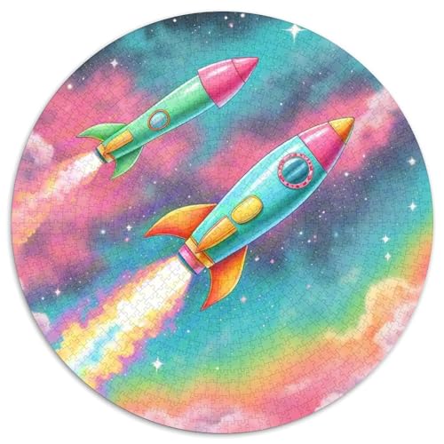 Rocket 1000 Stück Puzzle Stressabbau Spielzeug Für Familien Raumfahrzeug Rundes Puzzle Spiele Wand Dekoration Geschenk (67.5x67.5cm)​ von XDDBYUIZP