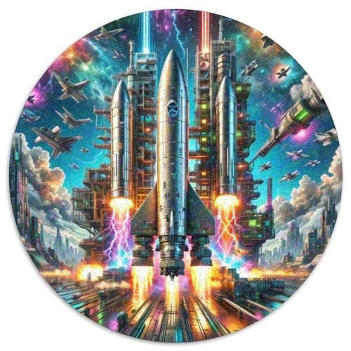 Rocket 1000 Stück Puzzle Stressabbau Spielzeug Für Familien Raumfahrzeug Rundes Puzzle Spiele Wand Dekoration Geschenk (67.5x67.5cm)​ von XDDBYUIZP