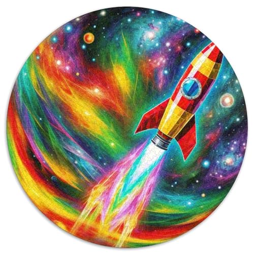 Rocket 1000 Stück Puzzle Stressabbau Spielzeug Für Familien Raumfahrzeug Rundes Puzzle Spiele Wand Dekoration Geschenk (67.5x67.5cm) von XDDBYUIZP