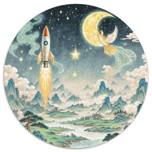 Rocket 1000 Stück Puzzle Stressabbau Spielzeug Für Familien Raumfahrzeug Rundes Puzzle Spiele Wand Dekoration Geschenk (67.5x67.5cm)​ von XDDBYUIZP