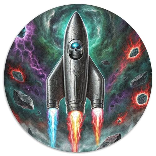 Rocket 1000 Stück Puzzle Stressabbau Spielzeug Für Familien Raumfahrzeug Rundes Puzzle Spiele Wand Dekoration Geschenk (67.5x67.5cm)​ von XDDBYUIZP