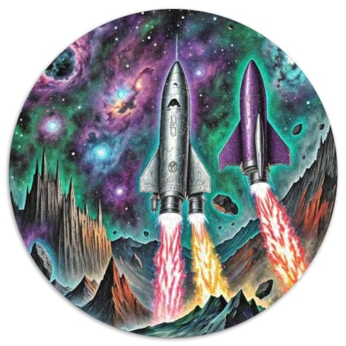 Rocket 1000 Stück Puzzle Stressabbau Spielzeug Für Familien Raumfahrzeug Rundes Puzzle Spiele Wand Dekoration Geschenk (67.5x67.5cm)​ von XDDBYUIZP