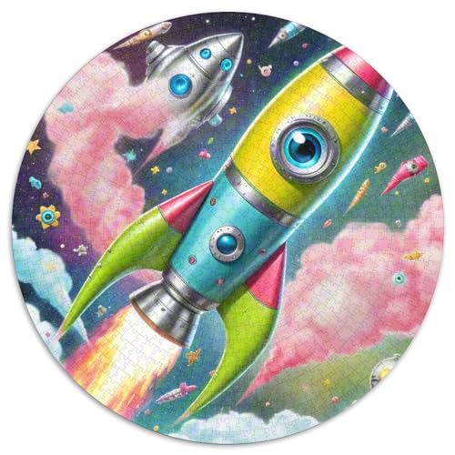 Rocket 1000 Stück Puzzle Stressabbau Spielzeug Für Familien Raumfahrzeug Rundes Puzzle Spiele Wand Dekoration Geschenk (67.5x67.5cm)​ von XDDBYUIZP