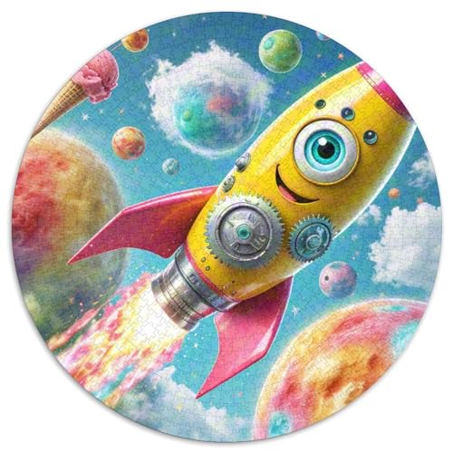 Rocket 1000 Stück Puzzle Stressabbau Spielzeug Für Familien Raumfahrzeug Rundes Puzzle Spiele Wand Dekoration Geschenk (67.5x67.5cm)​ von XDDBYUIZP