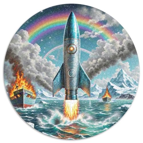 Rocket 1000 Stück Puzzle Stressabbau Spielzeug Für Familien Raumfahrzeug Rundes Puzzle Spiele Wand Dekoration Geschenk (67.5x67.5cm)​ von XDDBYUIZP