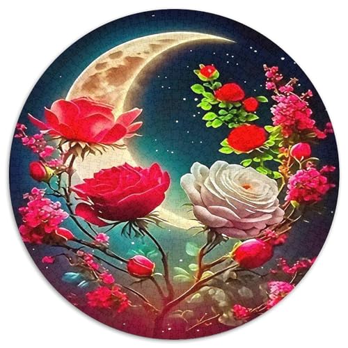 Rose 1000 Stück Puzzles VerringerterDruck Rund Puzzle Puzzle-Spiele Wand Dekoration Geschenk (67.5x67.5cm) von XDDBYUIZP