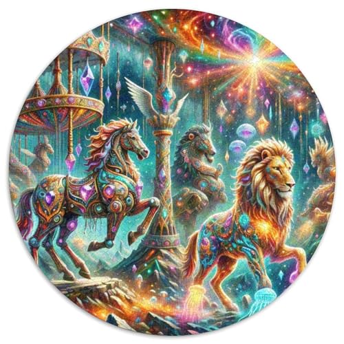 Rotierende Trojaner 1000 PCS Puzzles Stressabbau Spielzeug Für Familienpuzzle schön Rund Puzzle-Spiele Wand DekoRatteteion Geschenk (67.5x67.5cm)​ von XDDBYUIZP