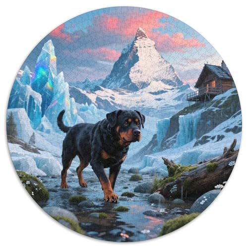 Rottweiler 1000 Stück Puzzles Stressabbau-Spielzeug Für Erwachsene Kinder Süße Haustiere Rundes Puzzle Puzzle-Spiele Wand Dekoration Geschenk (67.5x67.5cm) von XDDBYUIZP