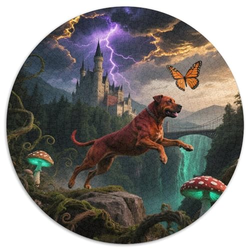 Rottweiler 1000 Stück Puzzles Süße Haustiere Circular Puzzle Puzzle-Spiele Wand Dekoration Geschenk (67.5x67.5cm) von XDDBYUIZP