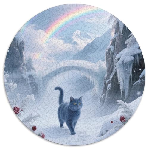 Russisch Blau 1000 Stück Puzzle VerringerterDruck Süße Haustiere Runden Puzzle Puzzle-Spiele Wand Dekoration Geschenk (67.5x67.5cm) von XDDBYUIZP
