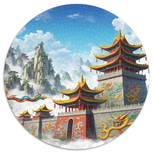 Schloss 1000 PCS Puzzles Stressabbau Spielzeug Für Familienpuzzle schöne Landschaft Circular Puzzle Puzzle-Spiele Wand Dekoration Geschenk (67.5x67.5cm) von XDDBYUIZP