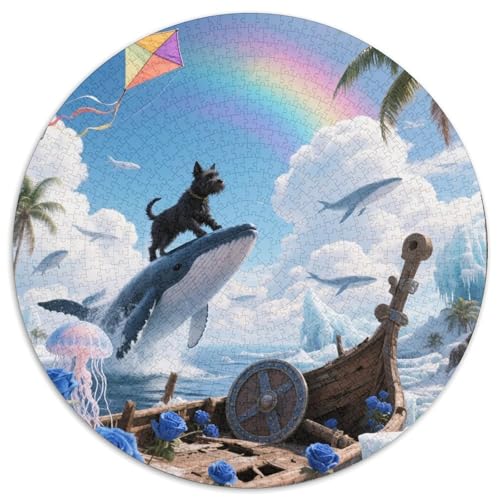 Schnauzer 1000 PCS Puzzles Stressabbau-Spielzeug Für Erwachsene Kinder Süße Haustiere Circular Puzzle Puzzle-Spiele Wand Dekoration Geschenk (67.5x67.5cm) von XDDBYUIZP