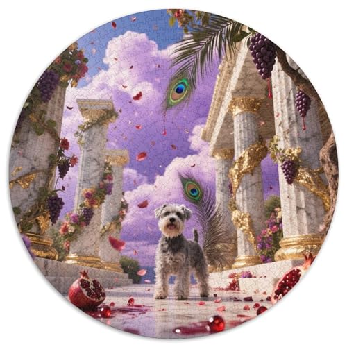 Schnauzer 1000 Stück Puzzles Süße Haustiere Circular Puzzle Puzzle-Spiele Wand Dekoration Geschenk (67.5x67.5cm) von XDDBYUIZP