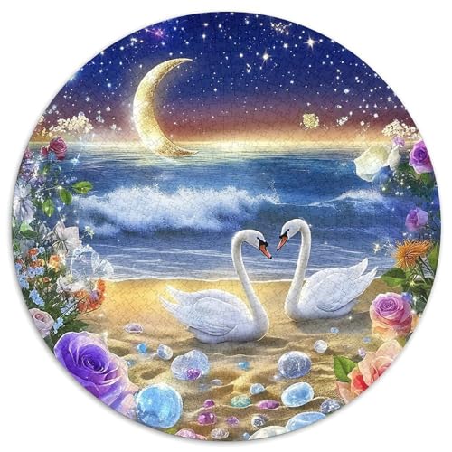 Schwan 1000 Stück Puzzles Circular Puzzle Puzzle-Spiele Wand Dekoration Geschenk (67.5x67.5cm) von XDDBYUIZP