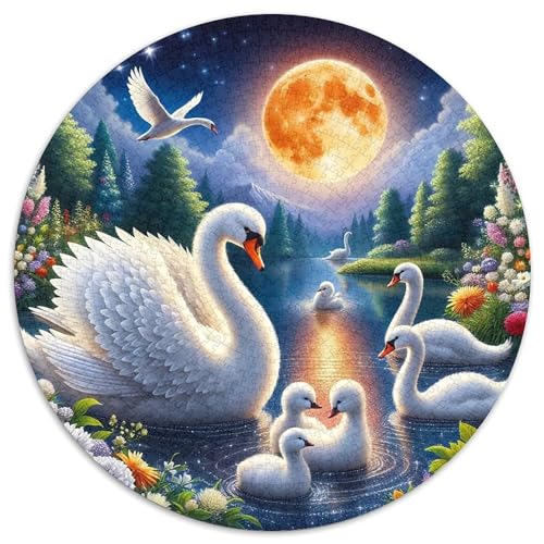 Schwan 1000 Stück Puzzles Circular Puzzle Puzzle-Spiele Wand Dekoration Geschenk (67.5x67.5cm) von XDDBYUIZP