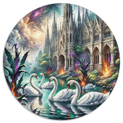 Schwan 1000 Stück Puzzles VerringerterDruck Tier Circular Puzzles Puzzle-Spiele Wand Dekoration Geschenk (67.5x67.5cm) von XDDBYUIZP