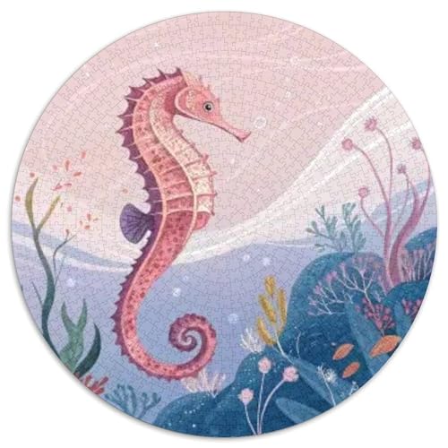 Seepferd 1000 Stück Puzzle Stressabbau Spielzeug Für Familienpuzzle Tier Circular Puzzle-Spiele Wand DekoRatteteion Geschenk (67.5x67.5cm)​ von XDDBYUIZP