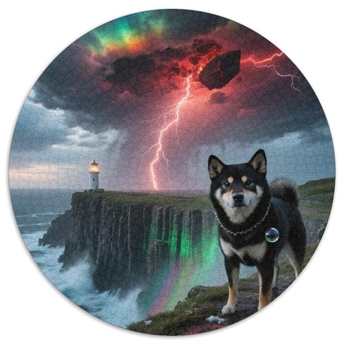 Shiba Inu 1000 Stück Puzzle VerringerterDruck Süße Haustiere Rund Puzzle Puzzle-Spiele Wand Dekoration Geschenk 1000pcs (67.5x67.5cm) von XDDBYUIZP