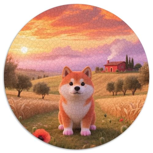 Shiba Inu 1000 Stück Puzzles Stressabbau-Spielzeug Für Erwachsene Kinder Süße Haustiere Rund Puzzle Puzzle-Spiele Wand Dekoration Geschenk 1000pcs (67.5x67.5cm) von XDDBYUIZP
