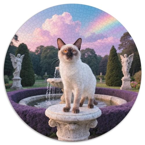 Siamisches Kätzchen 1000 Stück Puzzles Für Erwachsene Und Kinder Jahren Süße Haustiere Circular Puzzle Puzzle-Spiele Wand Dekoration Geschenk (67.5x67.5cm) von XDDBYUIZP