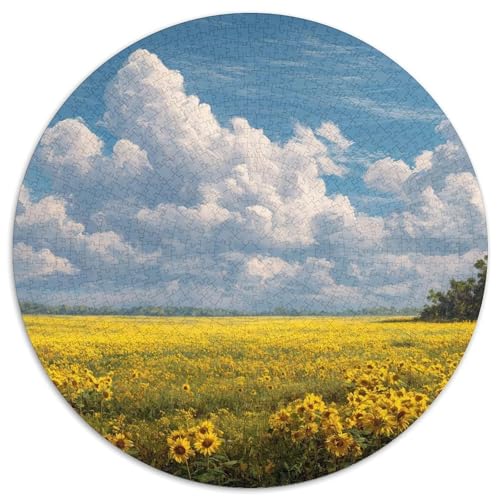 Sonnenblumenfeld 1000 Stück Puzzle Stressabbau Spielzeug Für Familienpuzzle Rund Puzzle Puzzle-Spiele Wand Dekoration Geschenk (67.5x67.5cm) von XDDBYUIZP