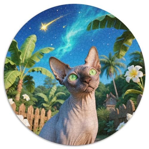 Sphinx Katze 1000 PCS Puzzles Stressabbau-Spielzeug Für Erwachsene Kinder Süße Haustiere Rundes Puzzle Puzzle-Spiele Wand Dekoration Geschenk (67.5x67.5cm) von XDDBYUIZP