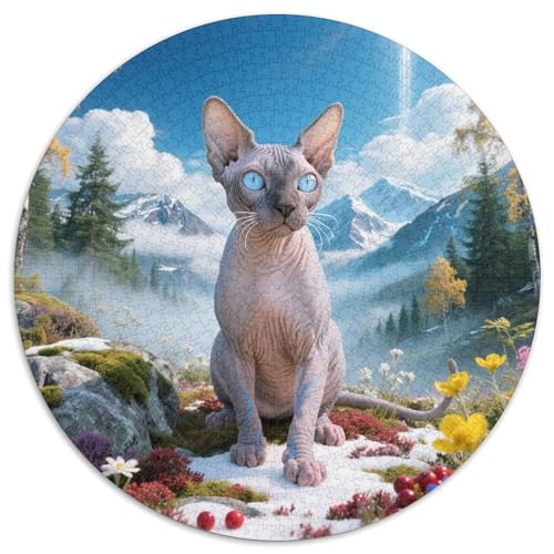 Sphinx Katze 1000 Stück Puzzle Für Erwachsene Und Kinder Jahren Süße Haustiere Rund Puzzle Puzzle-Spiele Wand Dekoration Geschenk (67.5x67.5cm) von XDDBYUIZP