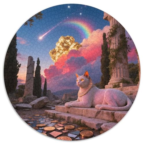 Sphinx Katze 1000 Stück Puzzle Stressabbau Spielzeug Für Familienpuzzle Süße Haustiere Runden Puzzle Puzzle-Spiele Wand Dekoration Geschenk (67.5x67.5cm) von XDDBYUIZP