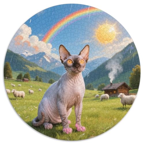 Sphinx Katze 1000 Stück Puzzles Für Erwachsene Und Kinder Jahren Süße Haustiere Rundes Puzzle Puzzle-Spiele Wand Dekoration Geschenk (67.5x67.5cm) von XDDBYUIZP