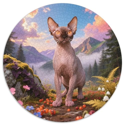 Sphinx Katze 1000 Stück Puzzles VerringerterDruck Süße Haustiere Runden Puzzle Puzzle-Spiele Wand Dekoration Geschenk (67.5x67.5cm) von XDDBYUIZP