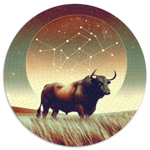 Stier 1000 Stück Puzzles VerringerterDruck Rundes Puzzle Puzzle-Spiele Wand Dekoration Geschenk (67.5x67.5cm) von XDDBYUIZP